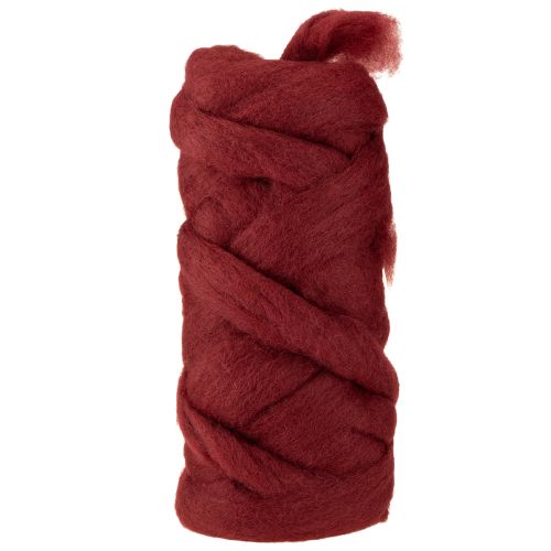 Decorative wool, dark red, 10m wool ribbon for floristry &amp; crafts