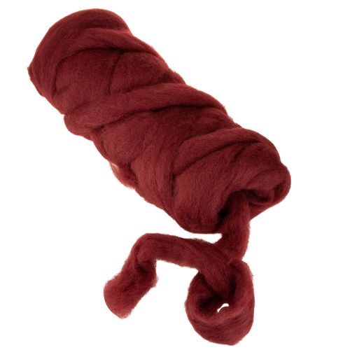 Product Decorative wool, dark red, 10m wool ribbon for floristry &amp; crafts