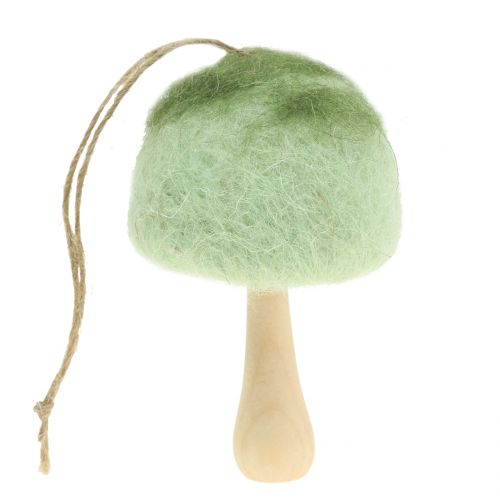 Product Decorative hanger mushroom wood / felt green Ø5cm-Ø10cm H9cm 8pcs