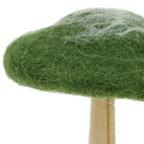 Floristik24 Decorative mushroom wood / felt green 8cm - 15cm 4pcs