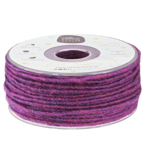 Floristik24 Wool cord purple 3mm 100m
