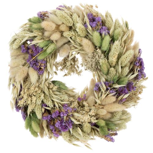 Dried flower wreath for spring and summer, for table and front door, for special occasions with colored accents, 26cm