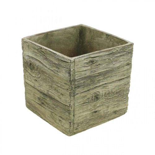 Floristik24 Flower pot square 18x18cm concrete box wood look