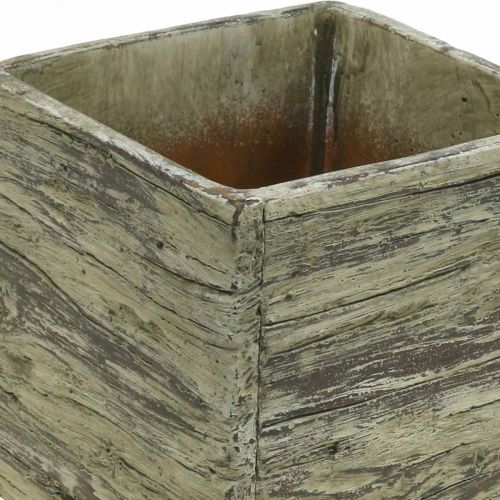 Product Flower pot square 15x15cm concrete planter wood look