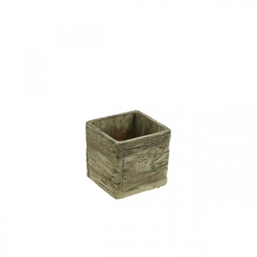 Floristik24 Plant pot square 9.5x9.5cm concrete planter wood look