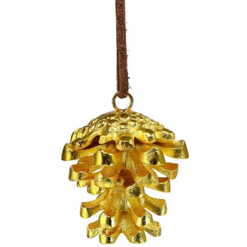 Product Pine cone decoration cones for hanging Gold H6cm