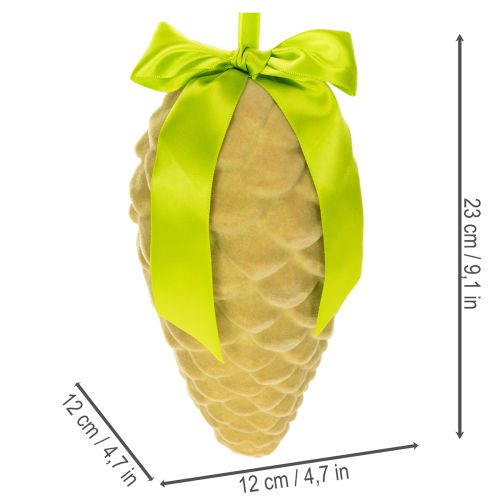 Pinecone-Shaped Artificial Hanging Decorations with Ribbon and Bow, 23cm, Set of 3 | Floristik24.co.uk