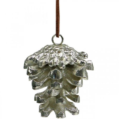 Product Pine cone decorative cones for hanging silver H6cm