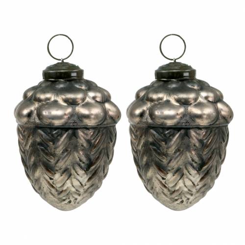 Floristik24 Cones glass Ø9cmH10cm black antique 2pcs.