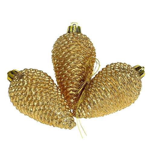 Floristik24 Cones plastic light gold 8cm 6pcs. for hanging