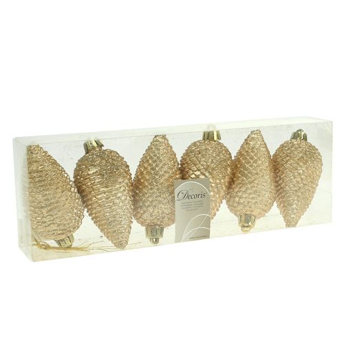 Product Cones plastic light gold 8cm 6pcs. for hanging