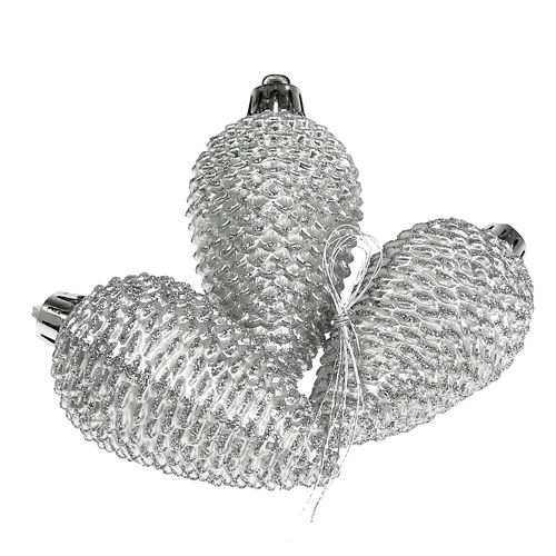 Floristik24 Cones plastic silver 8cm 6pcs. for hanging