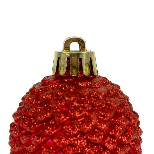 Product Christmas tree decorations cones red 9cm 6pcs