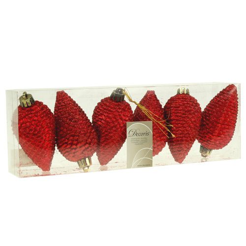 Floristik24 Christmas tree decorations cones red 9cm 6pcs