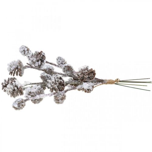 Product Christmas Branches Cone Branch Snowed 30cm 5 pcs in bunch