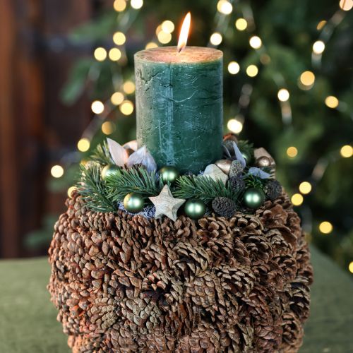 Dekorative Planter aus echten Tannenzapfen, rund, 27 cm, naturbraun | Floristik24.co.uk