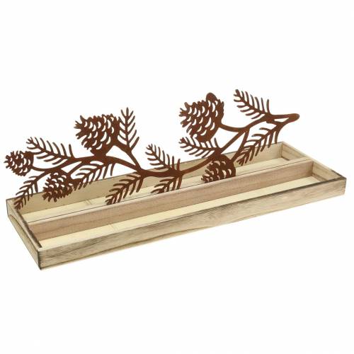 Floristik24 Wooden tray cone branch patina 50cm × 17cm