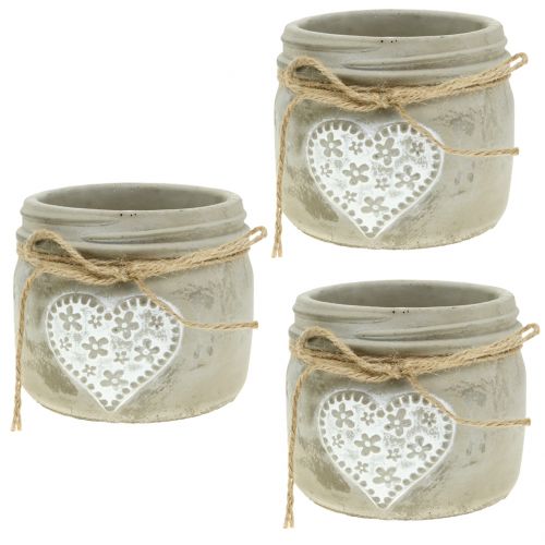 Floristik24 Concrete pot heart Ø11,5cm 3pcs