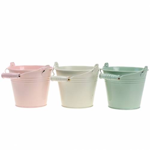 Floristik24 Zinc bucket assortment pastel colors Ø12cm H10cm 8pcs