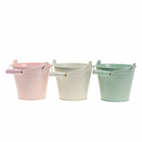 Zinc bucket assortment pastel colors Ø10cm H8cm 10p