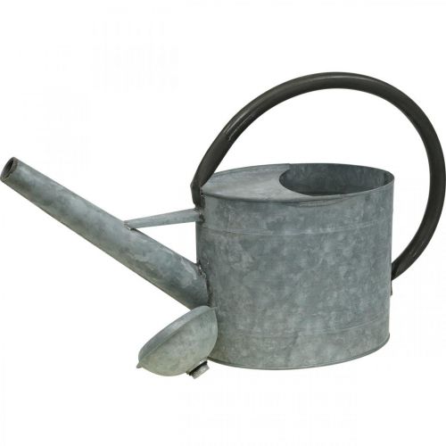 Product Metal watering can, garden decoration vintage look silver grey L53cm H29cm