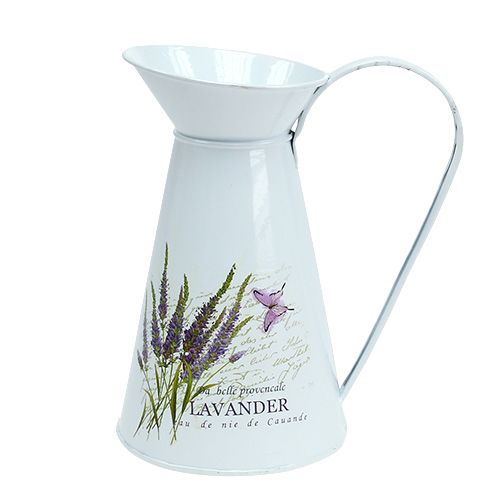 Floristik24 Zinc pitcher with lavender motif white H 22cm 1pc