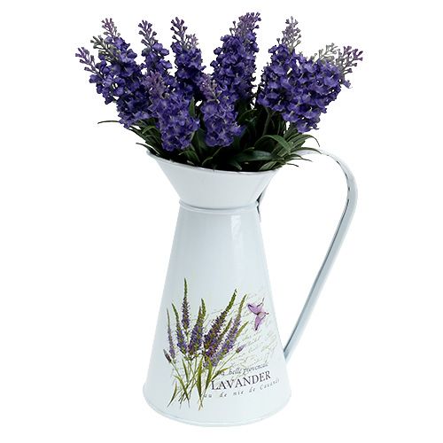 Floristik24 Zinc pitcher with lavender motif white H 22cm 1pc
