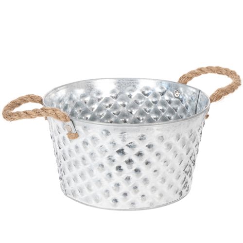 Zinc bowl, decorative bowl, metal with rope handle, Ø22cm H12cm buy online | Floristik24.co.uk