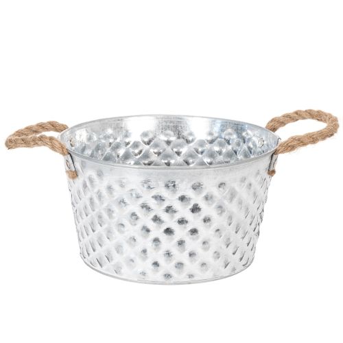 Zinc bowl, decorative bowl, metal with rope handle, Ø22cm H12cm | Floristik24.co.uk