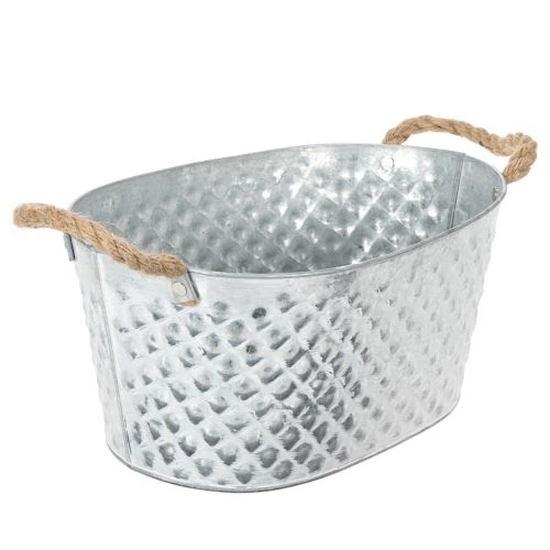 Large oval zinc bowl, 31cm x 20cm, H15cm | Floristik24.co.uk