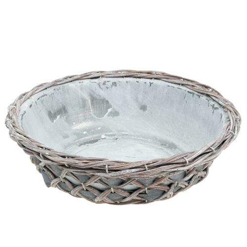 Floristik24 Zinc bowl in a gray washed basket Ø27cm
