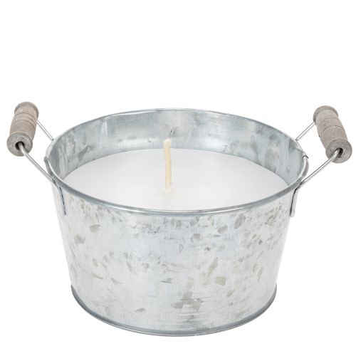 Candle in a zinc bucket for atmospheric decoration on terrace and balcony 15cm