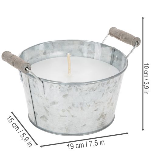Product Candle in a zinc bucket for atmospheric decoration on terrace and balcony 15cm