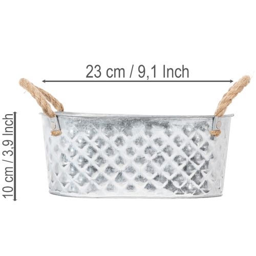 Zinc bowl oval 23cm x 12cm H10.5cm | Floristik24.co.uk