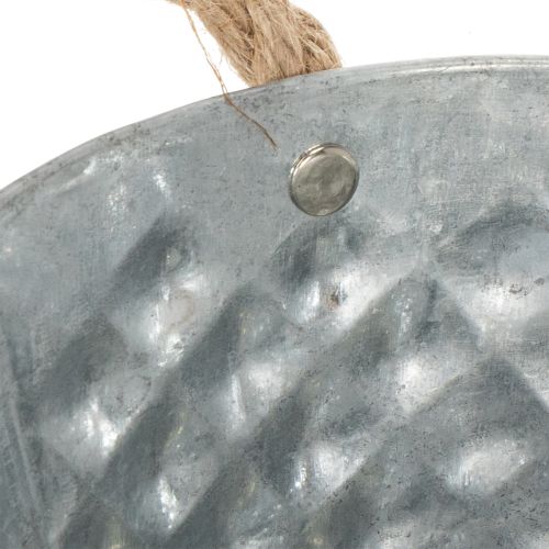 Oval zinc bowl with rope handles, 27cm x 17.5cm, H12cm | Floristik24.co.uk