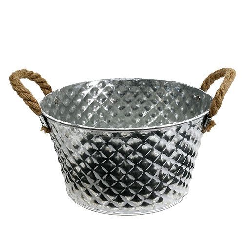 Product Zinc bowl round with rope handles Ø25cm H14cm