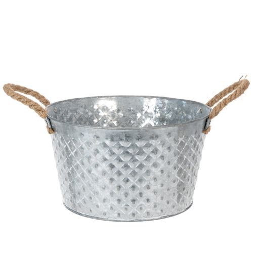 Round zinc bowl with rope handles Ø28cm H16cm buy online | Floristik24.co.uk