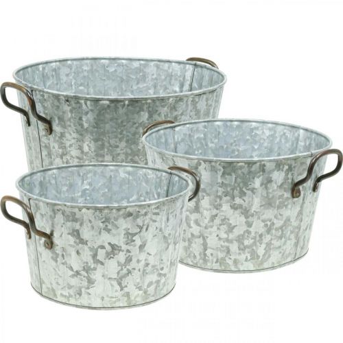 Decorative planter metal zinc Ø26.5/30.5/34.5cm set of 3