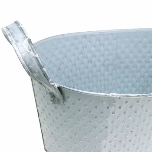 Product Zinc bowl oval light gray washed 27x18cm H12cm