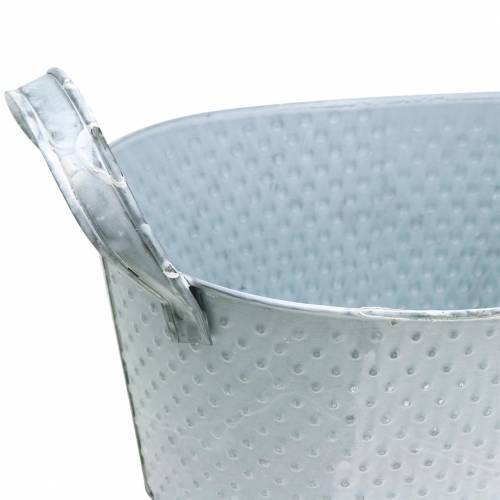 Zinc bowl oval light gray washed 27x18cm H12cm | Floristik24.co.uk