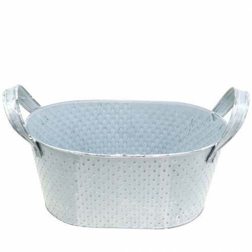 Zinc bowl oval light gray washed 27x18cm H12cm | Floristik24.co.uk