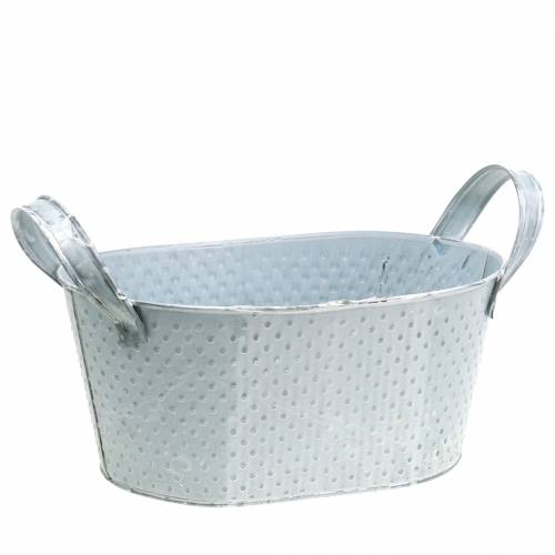 Zinc bowl oval light gray washed 27x18cm H12cm | Floristik24.co.uk