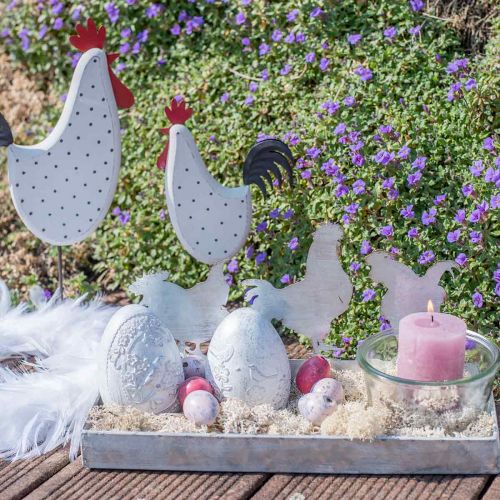 Floristik24 Zinc tray with chickens 30cmx12cm H15,5cm