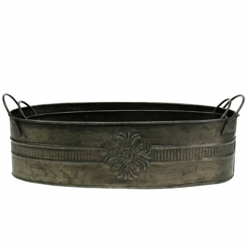 Floristik24 Decorative bowl antique oval zinc 33.5cm / 29.5cm 2pcs