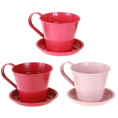 Floristik24 Planting cup with saucer for creative gardens, 11cm, 6 pieces