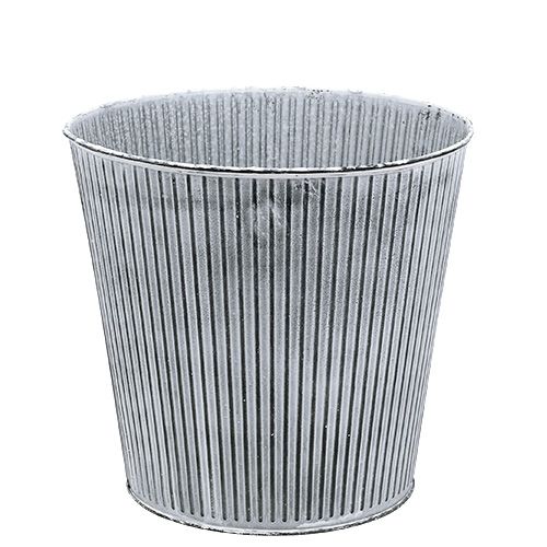 Floristik24 zinc flower pot gray striped Ø16cm H14,5cm