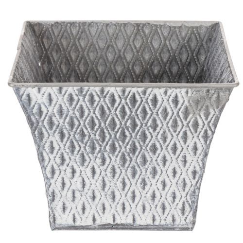 Zinc pot with diamond pattern, H15cm | Floristik24.co.uk