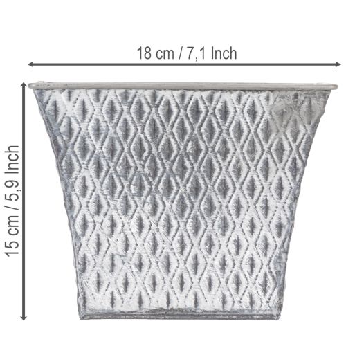 Zinc pot with diamond pattern, H15cm | Floristik24.co.uk