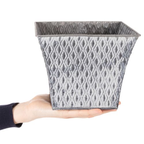 Zinc pot with diamond pattern, H15cm | Floristik24.co.uk