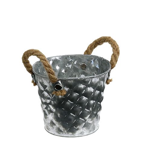 Floristik24 zinc flower pot with rope handles Ø12cm H10cm